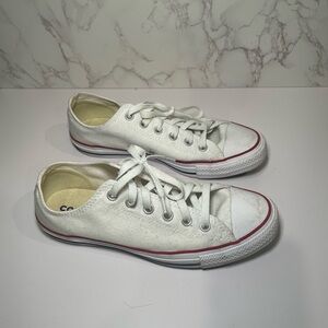 Converse White Sneakers with Red Accents